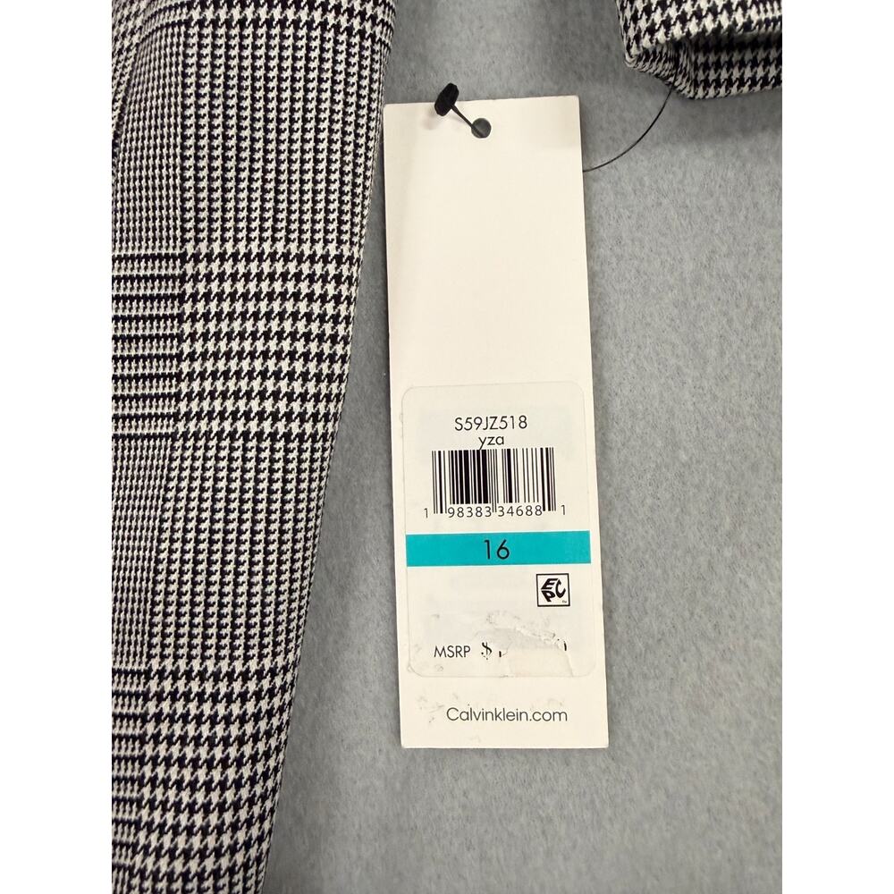 Calvin Klein Blazer Womens 16 Black White Houndstooth Plaid Jacket Business NWT - Picture 7 of 12